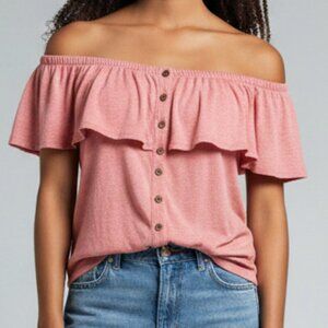 Free People We The Free Love Letter Off The Shoulder Crop Top